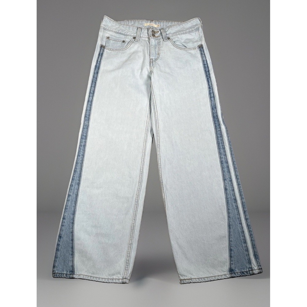 Levis Superlow Jeans Womens Size 27 Two Tone Stripe Panel Low Rise Wide Leg